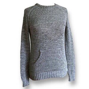 ATM Anthony Thomas Melillo Womens Sweater XS Gray Open Knit  Kangaroo Pocket